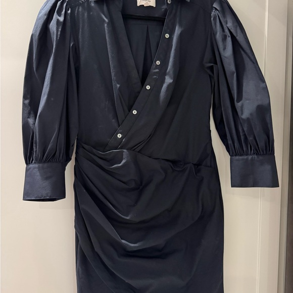 Cinq à Sept Navy Macaulay Wrap Mini Shirtdress size 8 - Picture 4 of 7